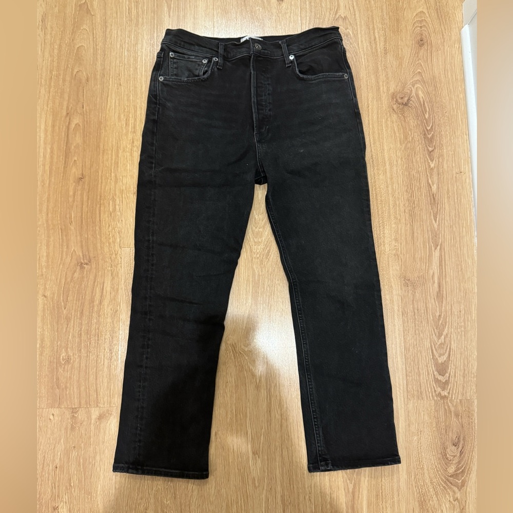 AGOLDE High Rise Straight Leg Jeans in Black
